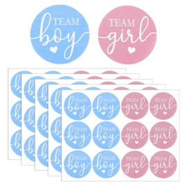 Shimmeroo 60Pcs Gender Reveal Stickers,Team Boy or Girl Labels Stickers Gender Reveal Decoration Ideas Party Supplies(Pink,Blue)