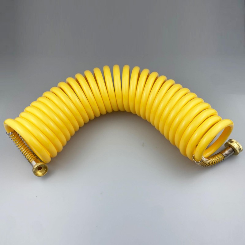 Darnassus Heavy-duty PU Coil Hose, Self-Coiling Garden Hose with Solid
