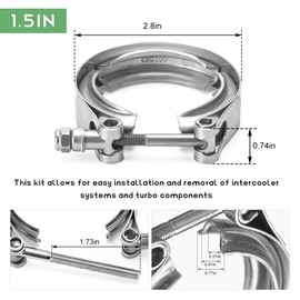 NYTKL 1.5 Inch V Band Clamp,Male Female 304 Stainless Steel Quick Release Flange Exhaust Clamp, V-Band for Pickup Truck Turbo Downpipe Exchange Exhaust Systems, Car Accessories