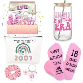 Jars Nova 18th Birthday Gifts for Girls -16oz Glass Cups with Lids and Straws forWomen Best Friend Sister Gift (18th Birthday Gift)