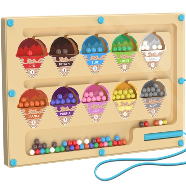 Montessori Toy, Magnetic Game Labyrinth Toy, Wooden Toy, Numbers and