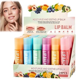 24 Pack Lip Balm,Fruit Flavor Lip Stick,Moisturizing Bulk Mini Balm Pack for Dry Cracked Lips,Li/p Bal/m Set,Hydrating Li/p Ba/lm,Cute Li/p Balm,Lipbalms Multipack,Gifts for Teenage Girls,Li/p Care