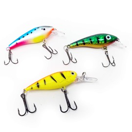 FLADEN Fishing - 7 Piece Assorted Floating PLUGBAIT Lure Pack with Double Trebles - Comes In Own Transparent Sectional Tackle Box - For Freshwater Fishing Species Pike Perch Zander[19-104]