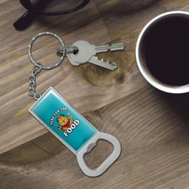 GRAPHICS & MORE Garfield Here for The Food Keychain Rectangle Chrome Plated Metal Bottle Cap Opener