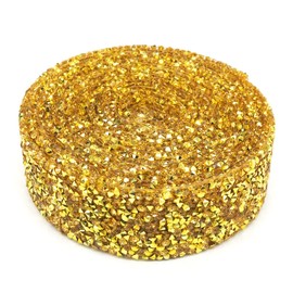 Dowarm - Cinta de diamantes de imitación de 3 yardas, rollo de cinta de diamantes de imitación, envoltura de malla de diamantes de imitación para costura de decoración de bodas (dorado, 3 cm / 1.2 pulgadas de ancho)