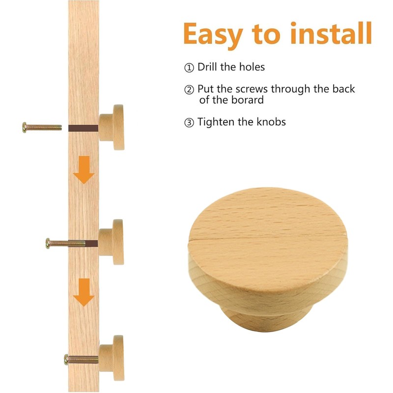 MOROBOR Half Moon Drawer Handles, 6PCS Wooden Semi Circle Pulls