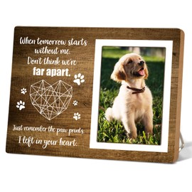 Itsoly Dog Memorial Picture Frame,Pet Wooden Memorial Gifts Picture Frame for Loss of Pet Sympathy Keepsake Gifts, When Tomorrow Starts Without Me 4x6 Photo12P114