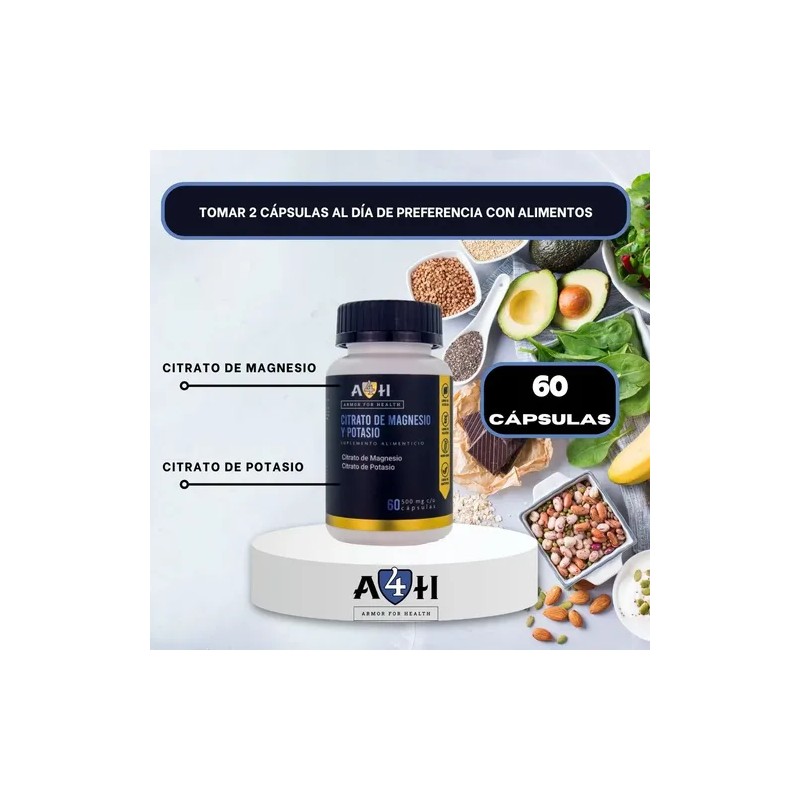 Citrato Magnesio Potasio 60 Cáps Armor For Health Sin Sabor