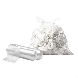 SNL Quality "4 Gallon" 100 Small Clear Trash Bags, Low Density, 2 Coreless Rolls of 50 Bags | Made in USA | For Mini Wastebaskets
