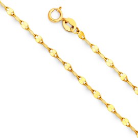 14k REAL Yellow Gold Solid 2mm Twisted Mirror Chain Necklace with Spring Ring Clasp - 20"