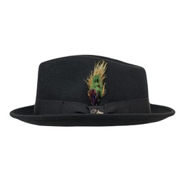 Bigalli Roma Stingy Trilby Hat for Men Women 100% Fine Wool Felt Fedora Crushable Teardrop | Color Black Size S | Grosgrain Ribbon | Water Repellent Hand Made in Ecuador | Fedora Hats for Men