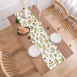 Buxiuer Wildflowers and Herb Spring Table Runner Floral Seasonal Summer Decoration Dining Room Home Kitchen Table Decor
