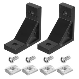 QUARKZMAN Set of 2 90 Degree Angle Aluminium Profile Corner Brackets Corner Connector for the 3030 Series with Screws and Nuts (Black)