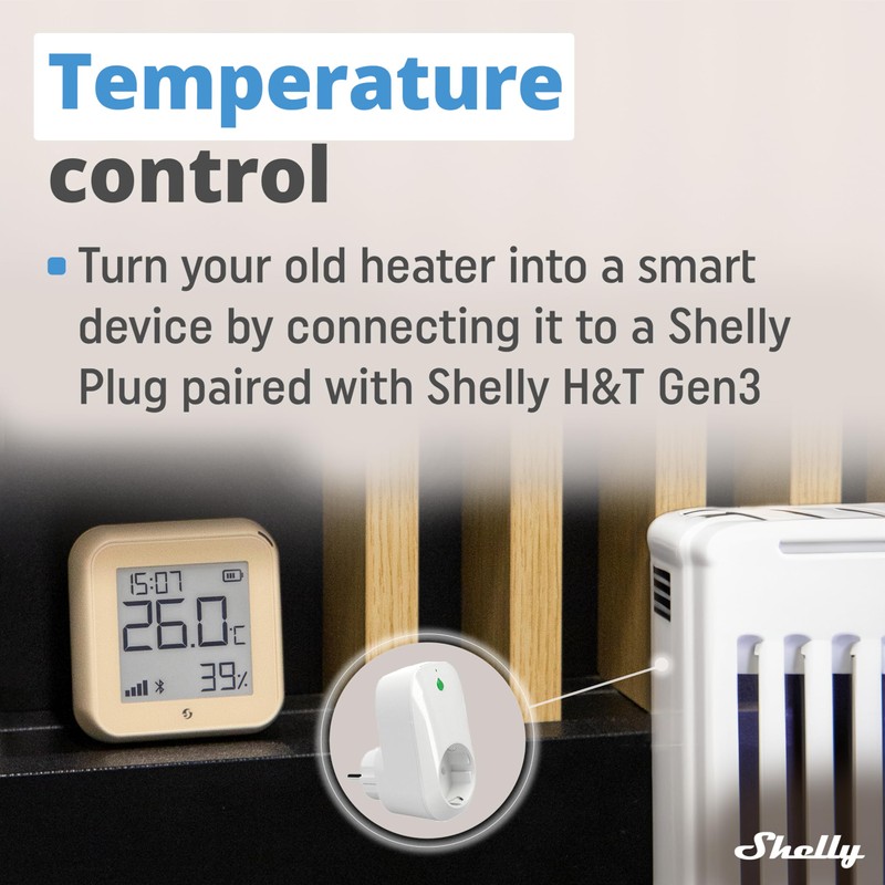 Shelly H&T Gen3 Mocha | Wi-Fi and Bluetooth Smart Temperature