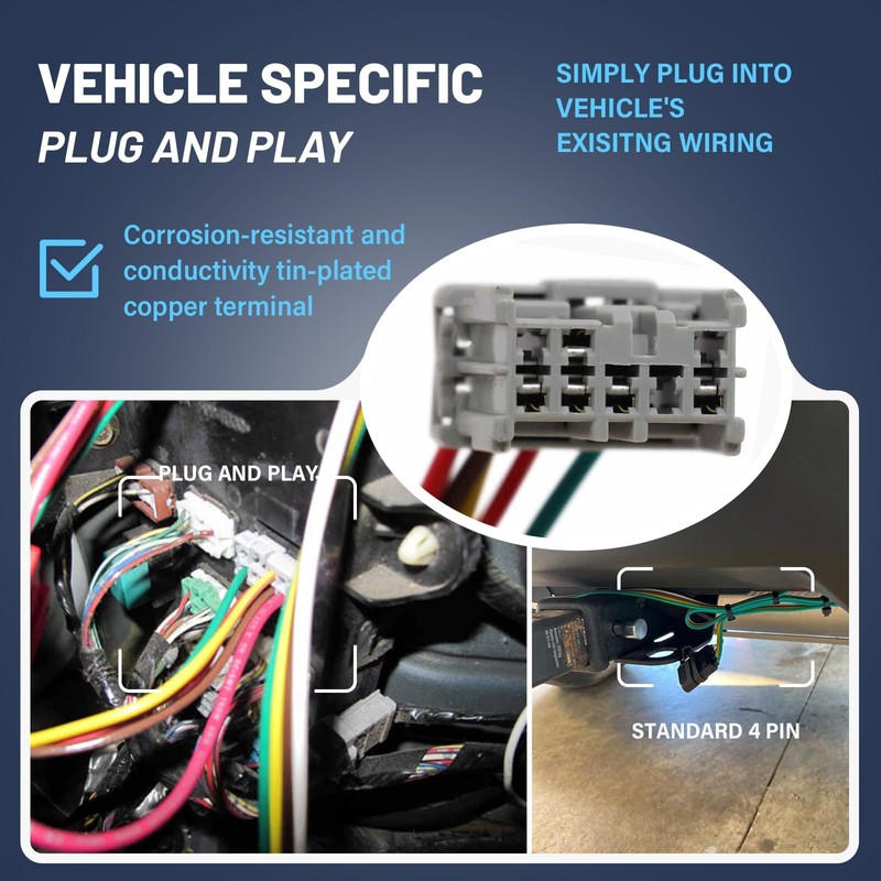 MECMO Trailer Wiring Harness for 2005-2010 Honda Odyssey 4-Way Flat