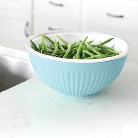 Nordic Ware 2-in-1 Colander Bowl Set, White and Sea Glass