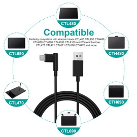 Wacom Micro USB Cable Compatibl with Wacom-Intuos CTL480 CTL490 CTL690 CTH480 CTH490 CTH680 CTH690 and Wacom Bamboo CTL470 CTL471 CTL671 CTL680 CTH470 CTL472 Tablet, Micro USB Charging Cord, 5ft