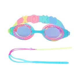 YUENREE Girls Swim Goggles - Bling Swimming Goggles for Girls Ages 4-12 - No Leak, Anti-Fog, UV Protection, Easy to Adjust and Non Slip - with Hard Travel Case- Rainbow