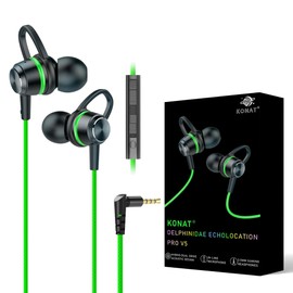TUNSEZ HiFi Wired Earbuds, PRO Gaming Ear Buds Wired, in-Ear Monitor Buds, Low-Profile 90° Plug, 3.5mm Plug, Built-in Microphone, Multi-Function Button