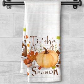 Iznomo Tis The Season - Autumn Theme Decorative Kitchen Towels & Dish Towels - Quick-Drying Farmhouse Festive Seasonal Hand Towel for Kitchen and Bathroom & Cozy Gatherings