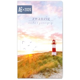 Häfft® Monthly Calendar 2026 A6+ Slim "Leuchtturm" 1 Month on 2 Pages, Monthly Planner Small, Pocket Calendar 2026 with Year & Holiday Overview - Sustainable & Climate Friendly