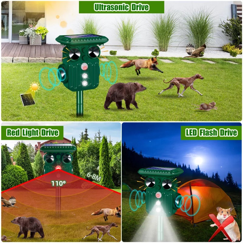 Jahy2Tech Solar 360° Ultrasonic Animal Repeller Cat Skunk Deer Motion