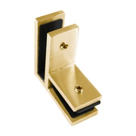 Stainless Steel Glass to Wall/Glass to Glass Bracing Clamp, Bracket, Stiffener for 3/8 to 1/2 Glass (Satin Gold, 90 Degree Glass to Glass GGB290SG)