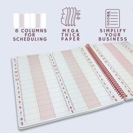 Portage 6 Column Appointment Book - Large 12.75" x 13.5" Daily & Hourly Planner - Spiral Notebook Organizer for Scheduling Appointments