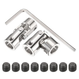 sourcing map 2Pcs 8mm to 8mm ID Steering Universal Joint Shaft Coupling,L35XD14 Metal 45°Degree Rotatable Joints Coupler with Screws Wrench Set for Model Car Ship Drive Shaft Motor Connection