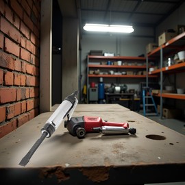 Garosa Pneumatic Air Chisel Hammer Tool with Straight Handle, 1.5J Impact Power, 25mm Cylinder, Heavy Duty Industrial Use, Includes Scraper Knives