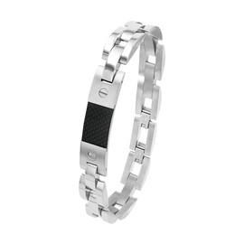 Amor 9354788 Stainless Steel Carbon Men's Bracelet 24 cm Silver Comes in Jewellery Gift Box, 24 cm, Stainless Steel, No stones
