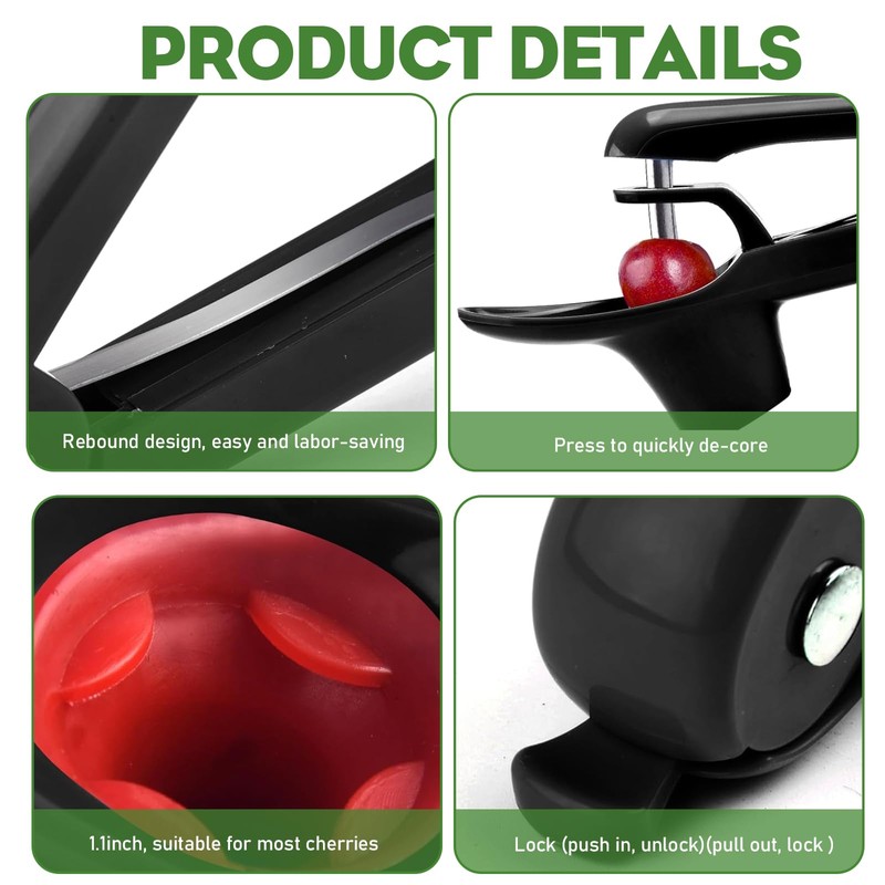 SoeUyd Cherry Stone Remover, Cherry Pitter, Cherry Pitter, Stainless Steel