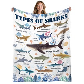 REETOOK Shark Blanket, Shark Gift for Boys, Girls and Shark Lovers, Birthday Gift for Boys, Gift Blanke Warm Used for Game Room Bed Camping 50x60