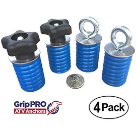 GripPRO ATV Anchors to fit Polaris Lock & Ride ATV Tie Down Anchor Kit - Set of 4 Combo Knob/Eye Bolt Anchors Made to fit Ranger and General UTV's