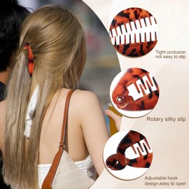 Gift4U Banana Hair Clip, 4 PCS Large Banana Clips for Women, Flexible Hair Combs For Thick Curly Hair, Classic Hair Comb Clips For Any Occasion, Leopard