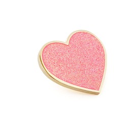 Pinsanity Pink Glitter Heart Enamel Lapel Pin