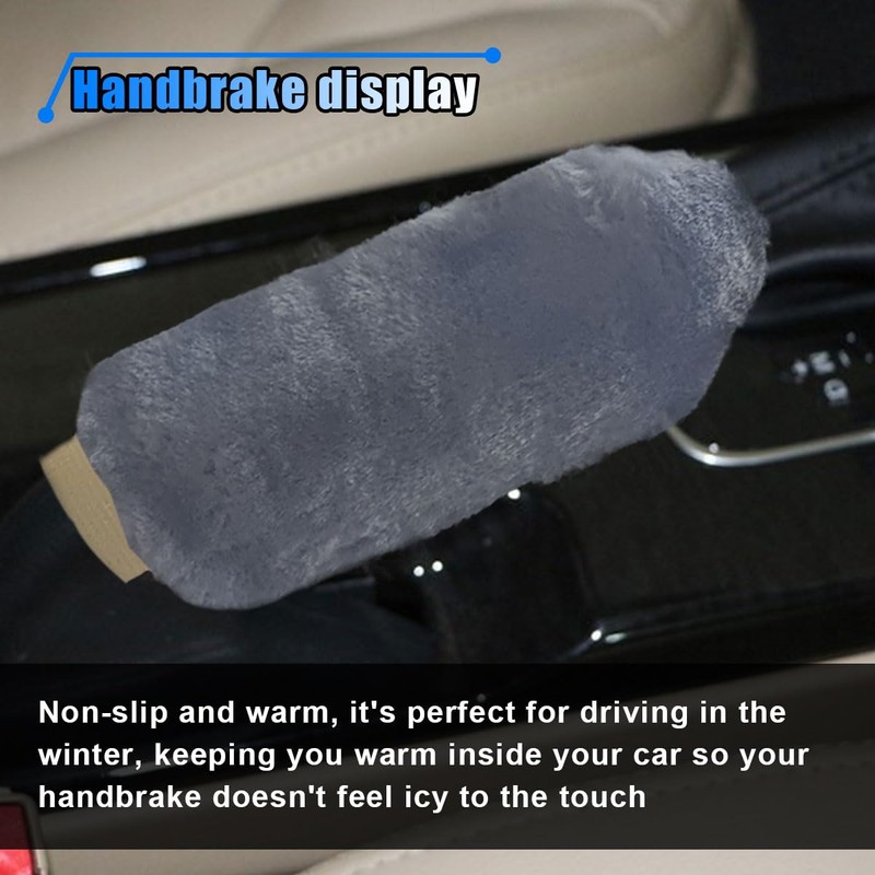 2PCS Plush Car Gear Shift Knob Cover & Handbrake Cover,