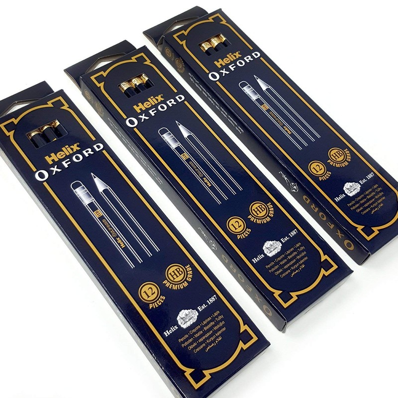 Oxford Helix HB Pencils Eraser Tipped Pencils with rubber -