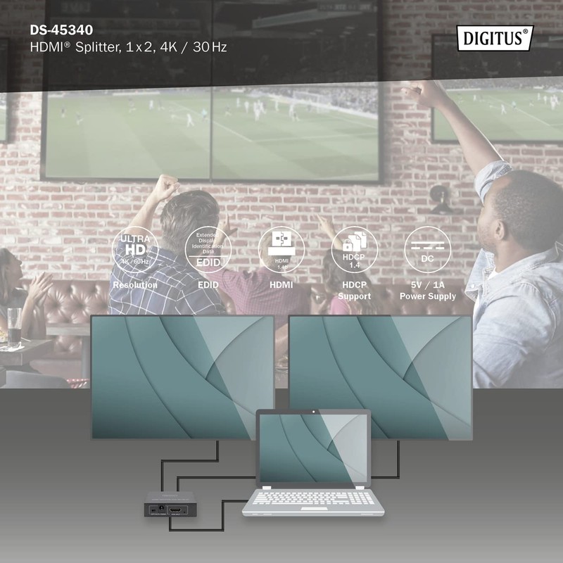 DIGITUS HDMI Splitter 1x2 4K/30Hz Black