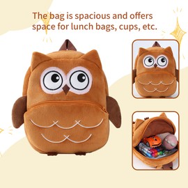 HAHASHOW Kindergarten Rucksack Jungen Mädche Kita Rucksack Kinder Schulrucksäcke Vorschule Tagesrucksack Karikatur Tier Tasche für 2-6 Jahre（Braune Eule）