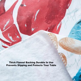 Newbridge Spring Round Vinyl Flannel Backed Tablecloth, 70 Inch, Stone Crab Print, Blue and Red Indoor Outdoor Waterproof Vinyl Table Cloth, Cape Cod Clambake