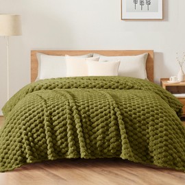 Whale Flotilla Double Size Blanket for Bed with Expanded 3D-Jacquard Pattern, Fuzzy Soft Cozy Exquisite Blankets or All Season, Warm and Fluffy, 150X200 CM, Olive