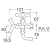 SANEI JF12YK-13 All-Purpose Double Mouth Horizontal Faucet Cross Handle for