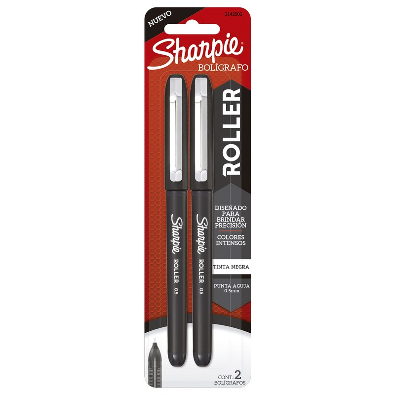 SHARPIE Rollerball Bolígrafo, punta de aguja (0,5 mm), tinta negra,