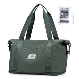 Vacuum Travel Bag with Hand Pump, Women's Hand Luggage Bag, Sports Bag, Weekender Bag, Swimming Bag, Travel Duffle Bag, Fitness Bag, Training Bag, Hospital Bag, Army Green, briefcase