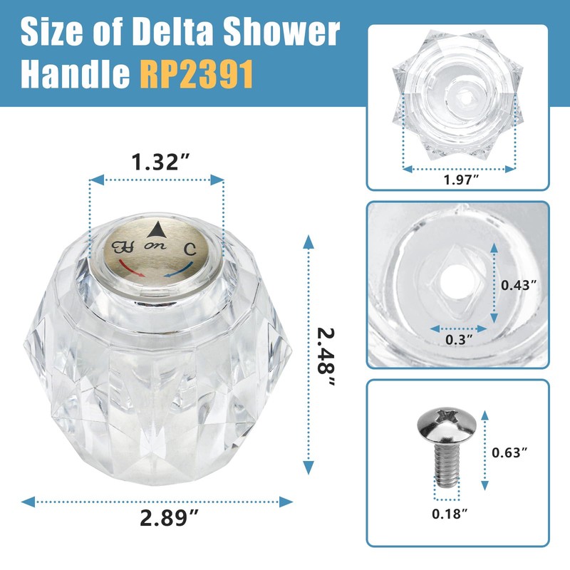 Faucet Handle Replacement for Delta Faucet RP2391 Clear Shower Knob