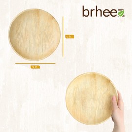 brheez Palm Leaf Plates 50 Pack - 9 Inch - Eco Friendly Compostable & Biodegradable Elegant Bamboo Look Disposable Party Plates are Heavy Duty and More Environmentally Friendly than Paper Plates