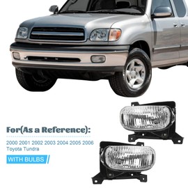 PIAOYUE- For 2000 2001 2002 2003 2004 2005 2006 Toyota Tundra Replacement Halogen Fog Lights w/Steel Bumper 1 Pair Left+Right Side Black Housing Clear Lens