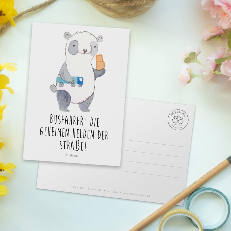 Mr. & Mrs. Panda Postcard Bus Driver Heroes - Gift,