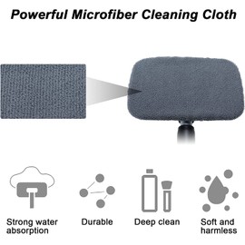 Pivoting Windshield Glass Cleaning Tool, 180°Rotating Extendable Aluminum Handle With Detachable Handle Microfiber Pads For Car Interior Car Cleanser Brush Car Cleaning Kit